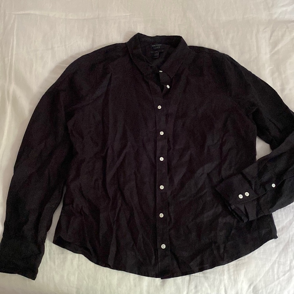 J. Crew x Baird McNutt black Irish linen button down
